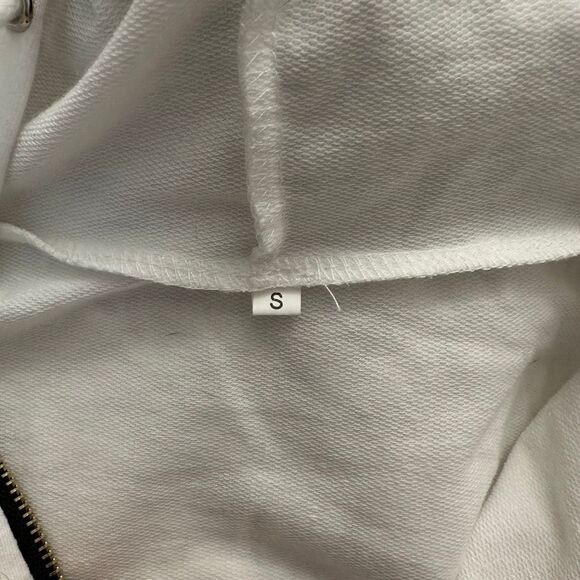 NWOT Lili Coco 5-Stripe Zip Up Drawstring Hoodie Sweatshirt White Size Small - Picture 5 of 5